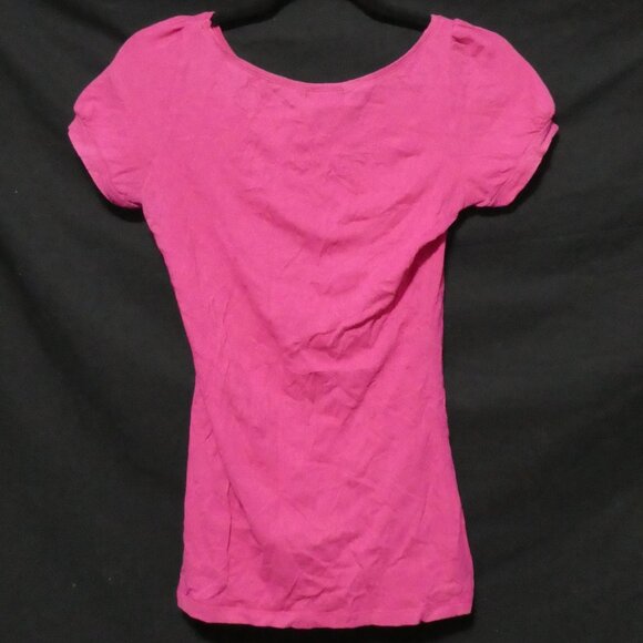 SEDUCTIONS | medium | Solid Pink Short Sleeve Round Neck Shirt - Picture 2 of 12